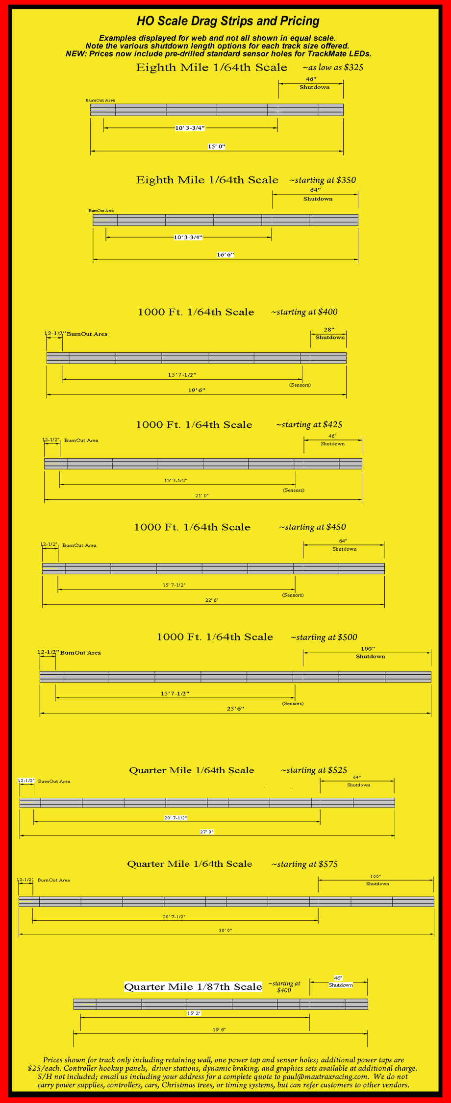 custom slot car drag strip with measurements